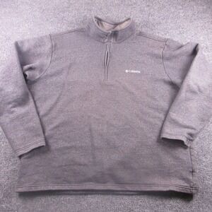 Columbia Sweatshirt Mens 2XL Gray 1/4 Zip Fleece Pullover Mock Neck Logo Outdoor
